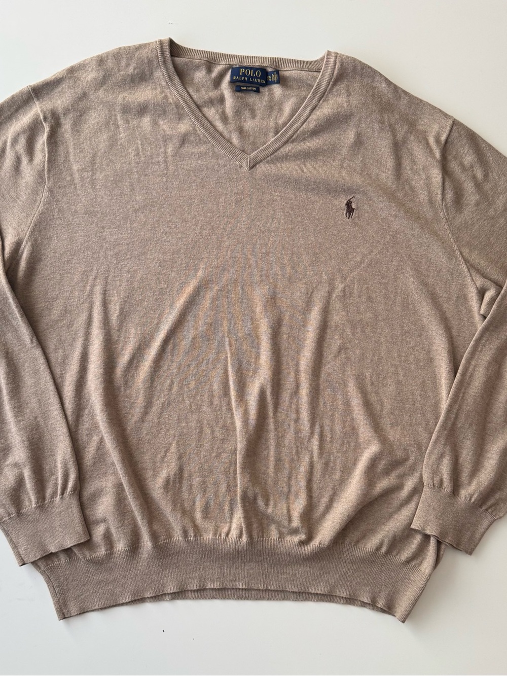 Polo by Ralph Lauren Men’s V-Neck Sweater in Taupe